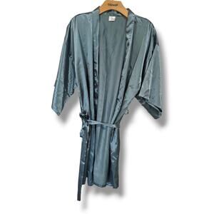 Womens Kimono Robe Gown Satin Bathrobe Nightdress Short Style Bridal Robe